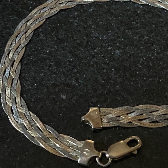 Sterling Silver Bicolor Braided Herringbone Chain - Picture 5 of 5